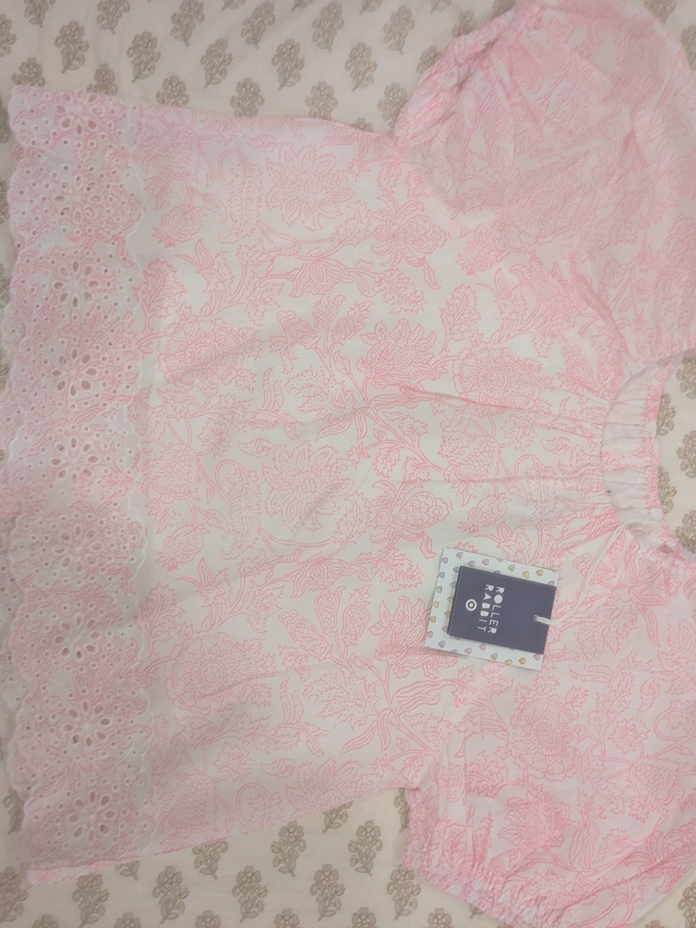 Roller Rabbit X Target Girls' Pale Pink Floral Eyelet Blouse